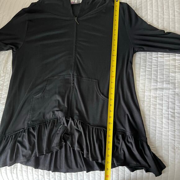 Mountain Mama's Zip Up Ruffle Lightweight Sweatshirt Jacket Size XL Black - Picture 9 of 9